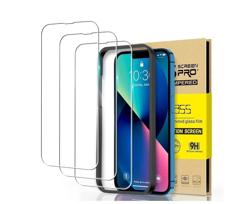 3 PCS Tempered Glass Screen Protector for iPhone 15 Pro Max 6.7-Inch with Easy Installation Tool, 3 in 1 Pack