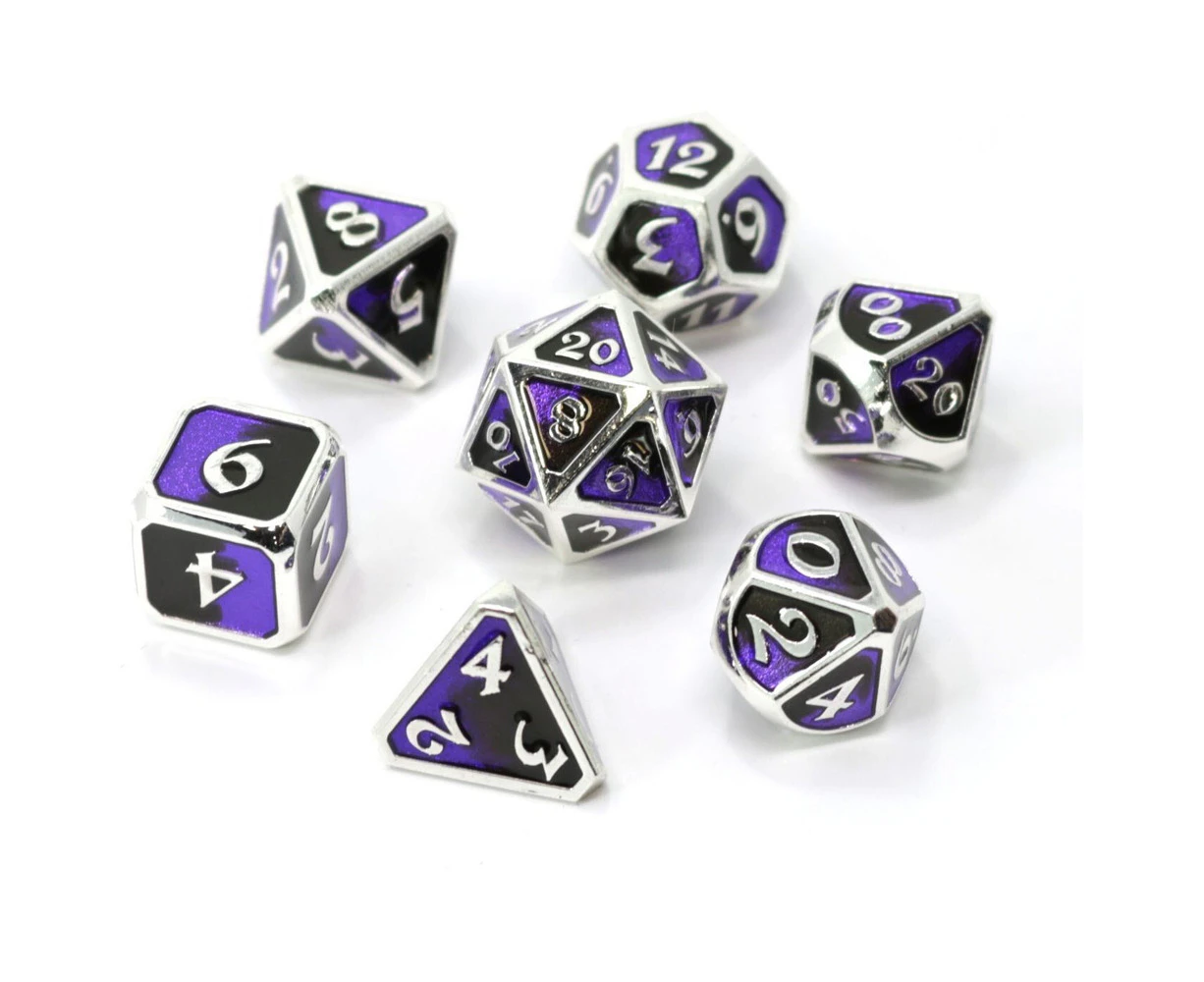 7pc Die Hard Dice Diecast Metal Dark Arts Malice Role Playing Game Dice Set