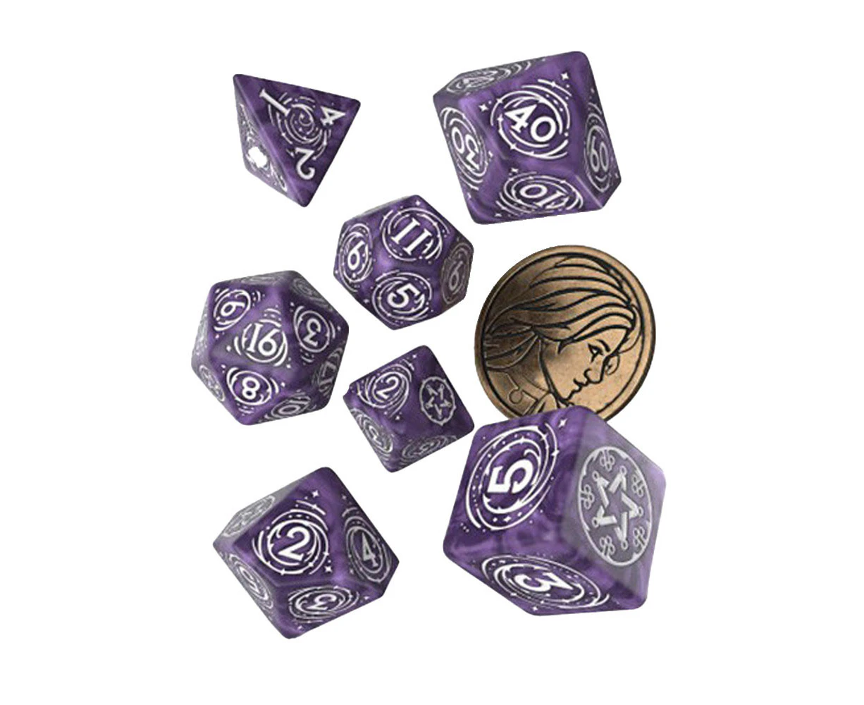 7pc Q-Workshop The Witcher Yennefer Lilac & Gooseberries Polyhedral RPG Dice Set