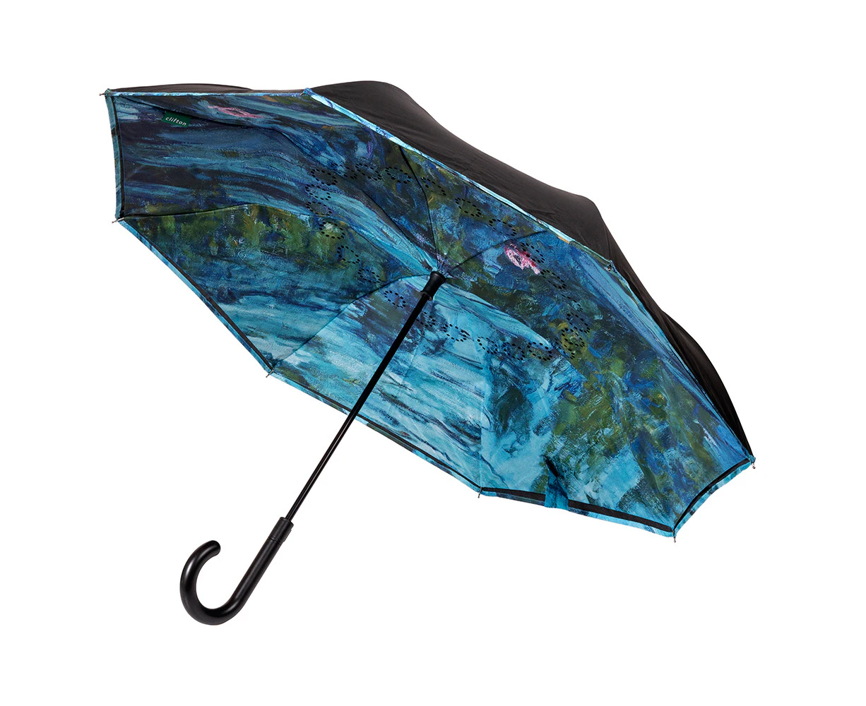 Clifton Outside-In Inverted 103cm Auto Close Umbrella UV Sun Shade Water Lily