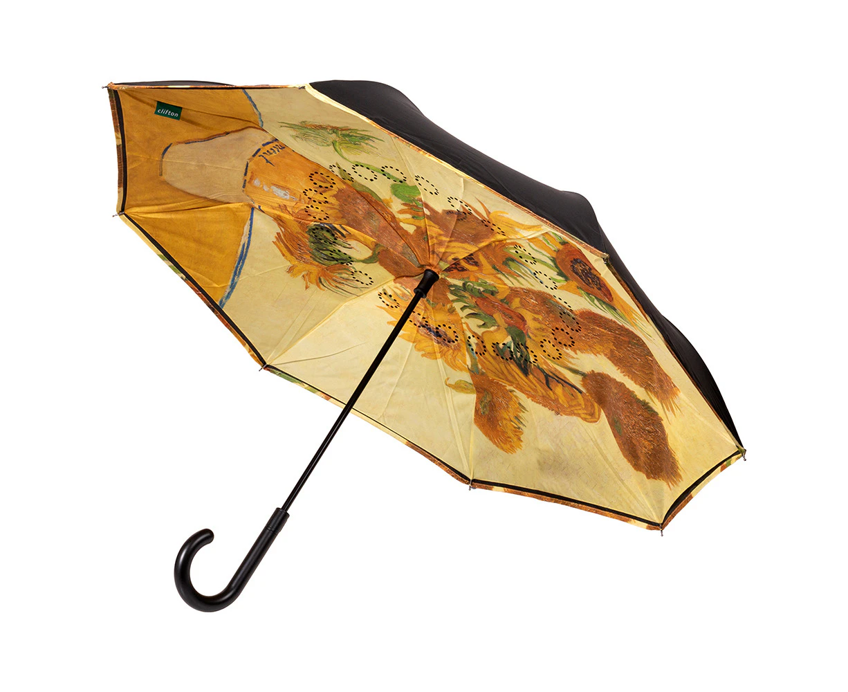 Clifton Outside-In Inverted 103cm Auto Close Umbrella UV Sun Shade Sunflowers