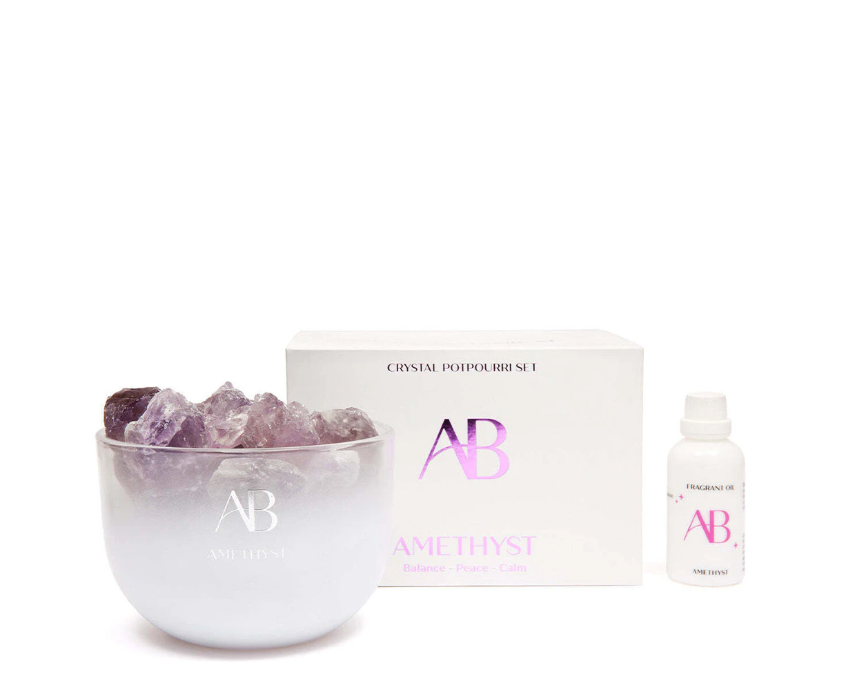 3pc Aromabotanical Crystal 50ml Potpourri & Oil Scented Fragrance Set Amethyst