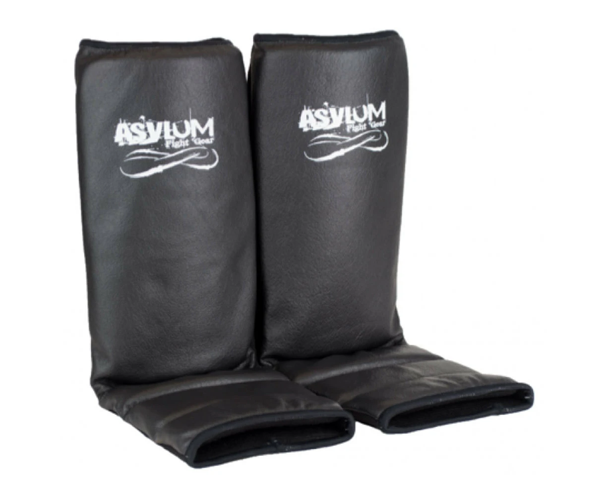 Asylum Fight Adult Shin Leg Guards MMA//Muay Thai Boxing/Kick Training Gear BLK