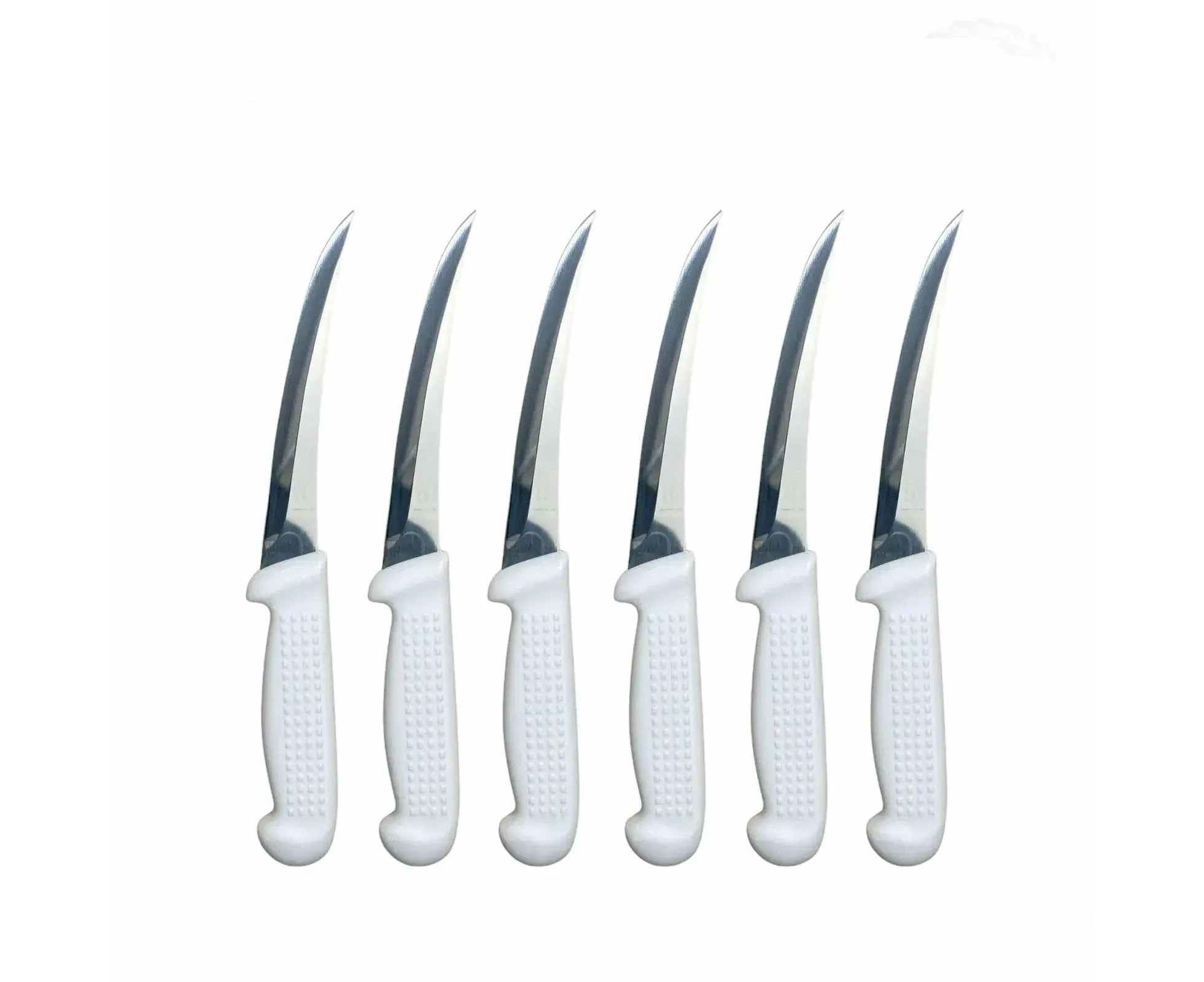 Diekensen Butchers Curved Boning Knife 6'' Narrow Blade Ridged Grip Set Of 6