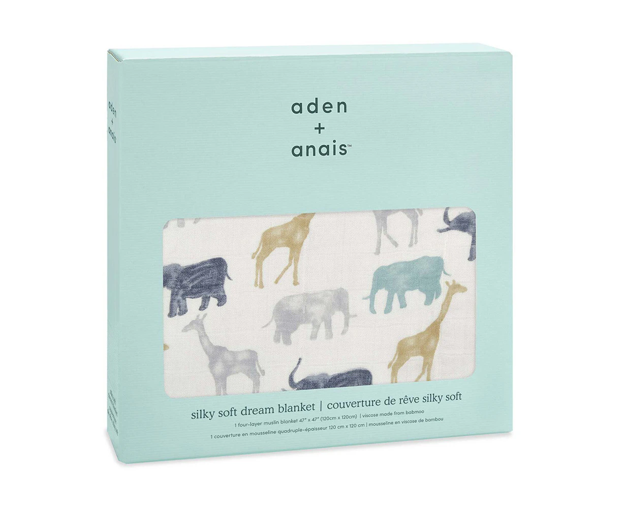 Aden Anais Expedition Silky Soft Dream Baby/Infant Blanket Elephants/Giraffes