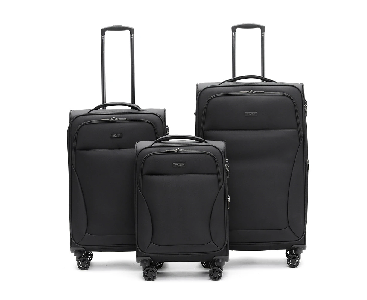 3pc Australian Luggage Co Softside Wings Wheeled Suitcase Luggage Set - Black