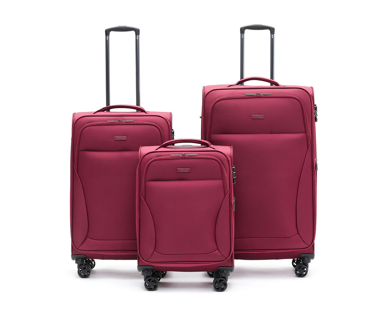 3pc Australian Luggage Co Softside Wings Wheeled Suitcase Luggage Set - Wine