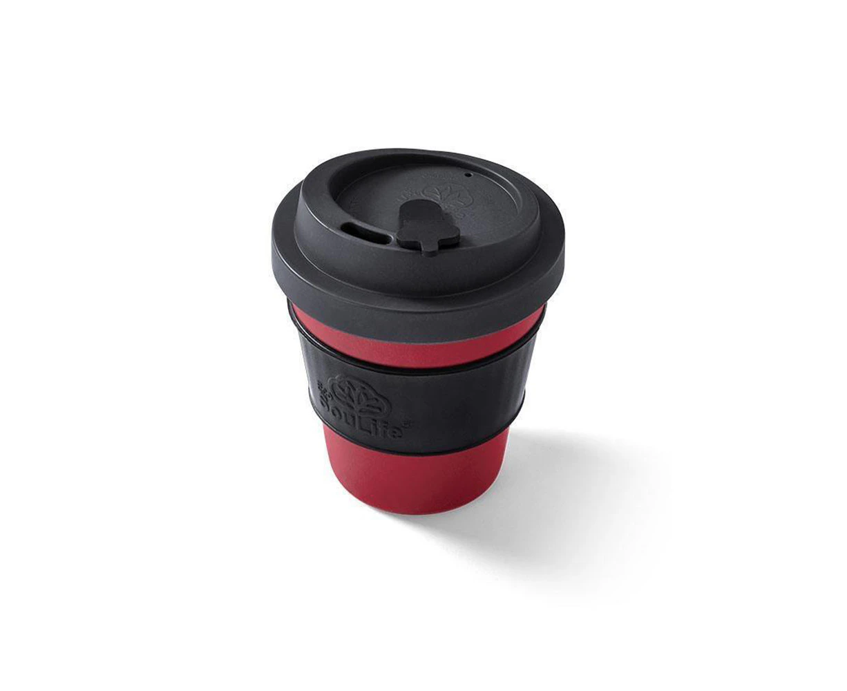 Eco Soulife All Natural Bio Sip 350ml Reusable Coffee Cup w/Lid Red/Dark Grey