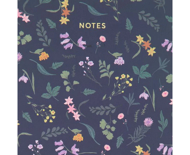 A5 Spiral Notebook, Navy Floral - Anko