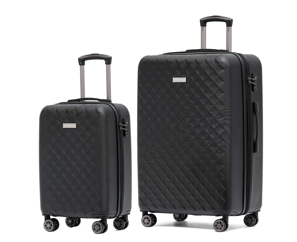 2pc Australian Luggage Co Venice HS 20" Carry On/29" Trolley Set Suitcase Black