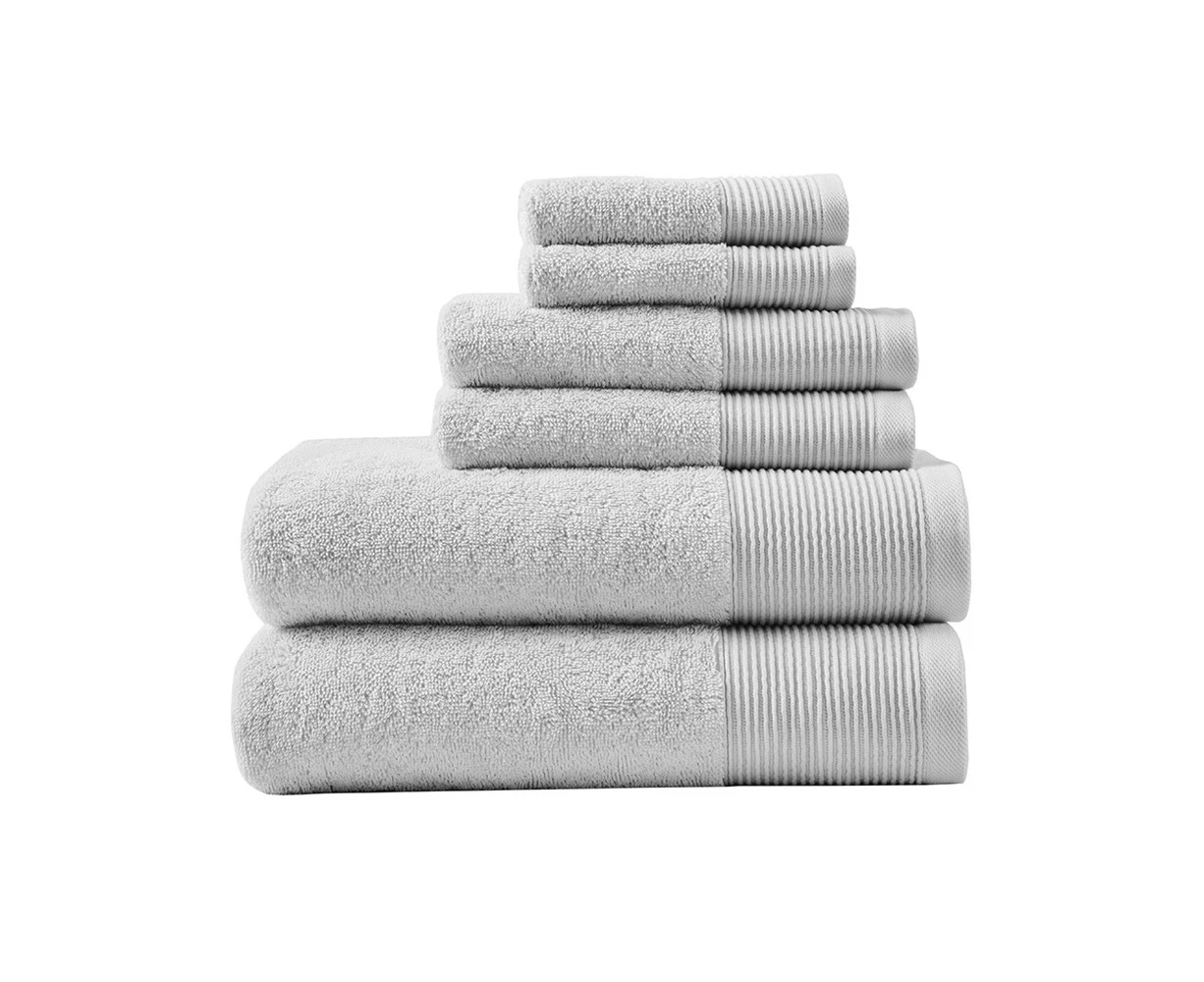 6pc Cloud Linen Retreat Cotton Tencel Antimicrobial Bath Towel Set Grey