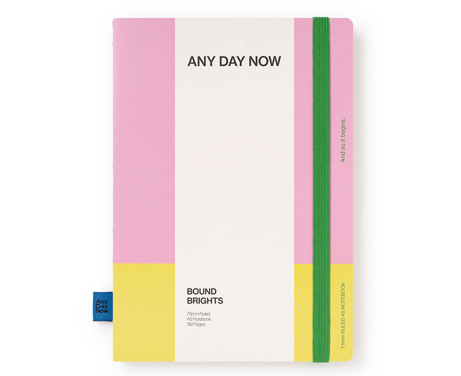 Any Day Now A5 Bound Ruled 80gsm Paper Notebook 192 Pages Journal Pink & Yellow