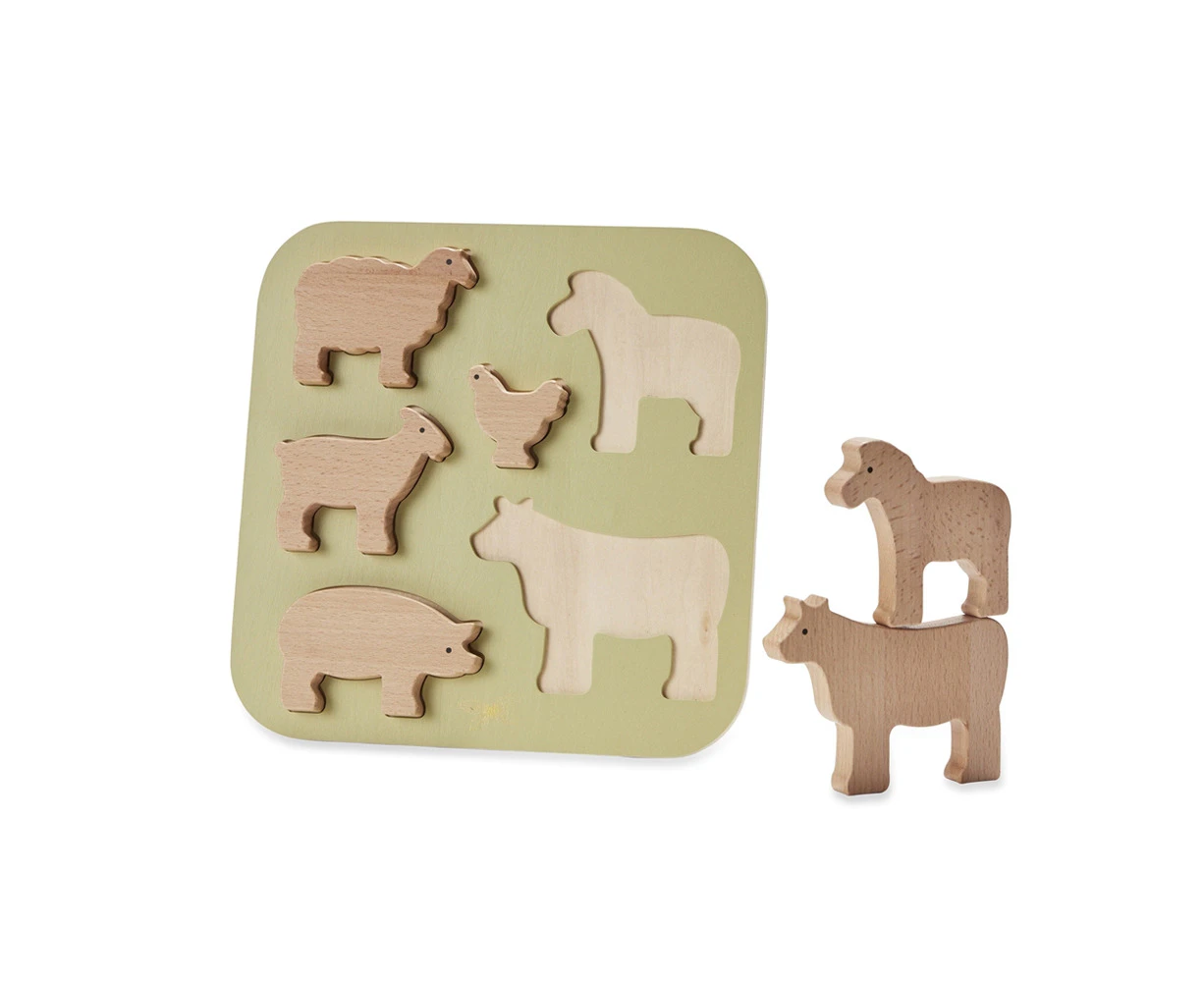 By Astrup Wooden Puzzle Farm Animal Educational Activity Board Game Kids 2+