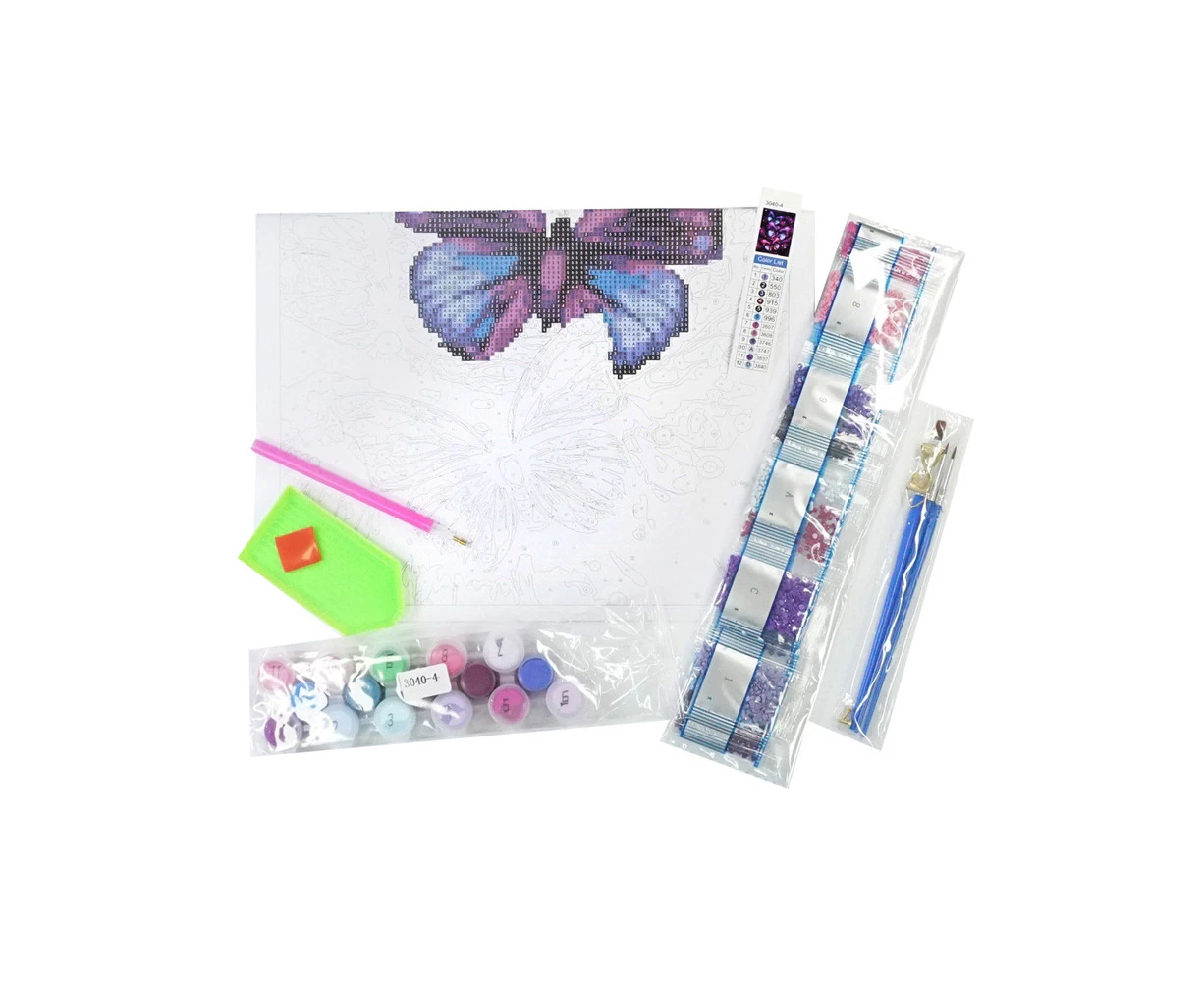 Art Boxd 2-in-1 Canvas Colour By Number & Diamond Art Kids Painting Butterflies