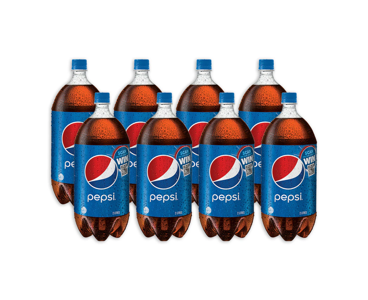 8pc Pepsi Cola Flavoured Soft Drink Sparkling/Carbonated Soda Bottles 2L