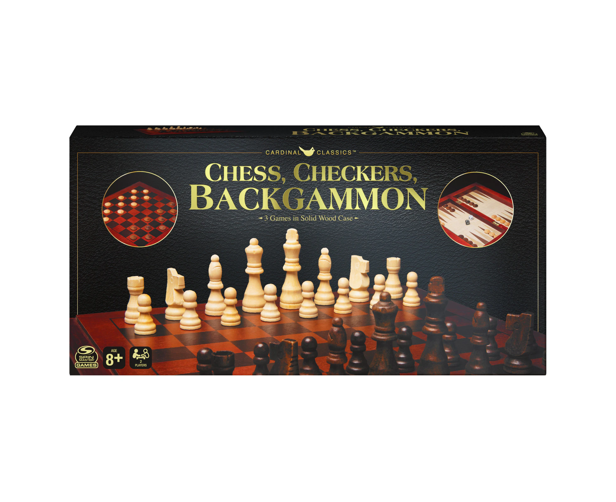 Classic Games Deluxe Backgammon Chess/Checker Fun Board Game Set 2-Player 3+