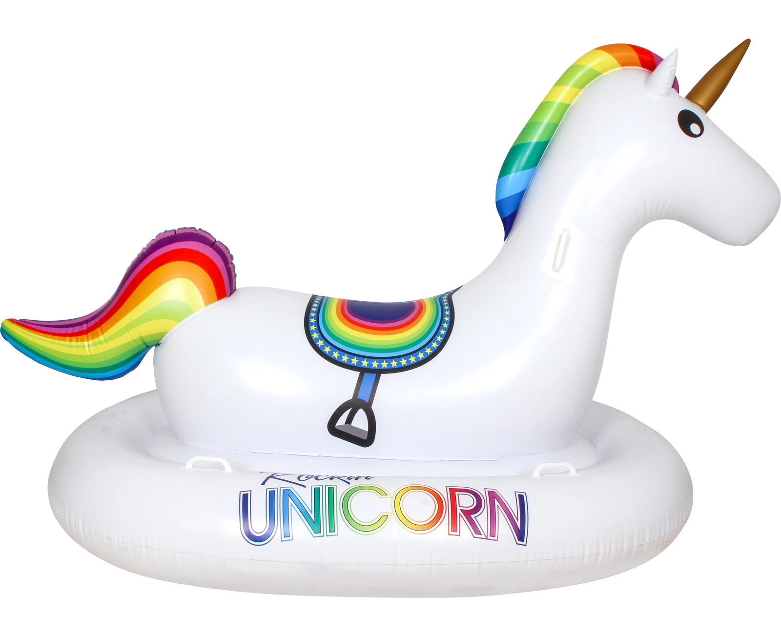 Airtime 215x126cm Rocking Unicorn w/ 6 Plastic Handles Inflated Floating Toy