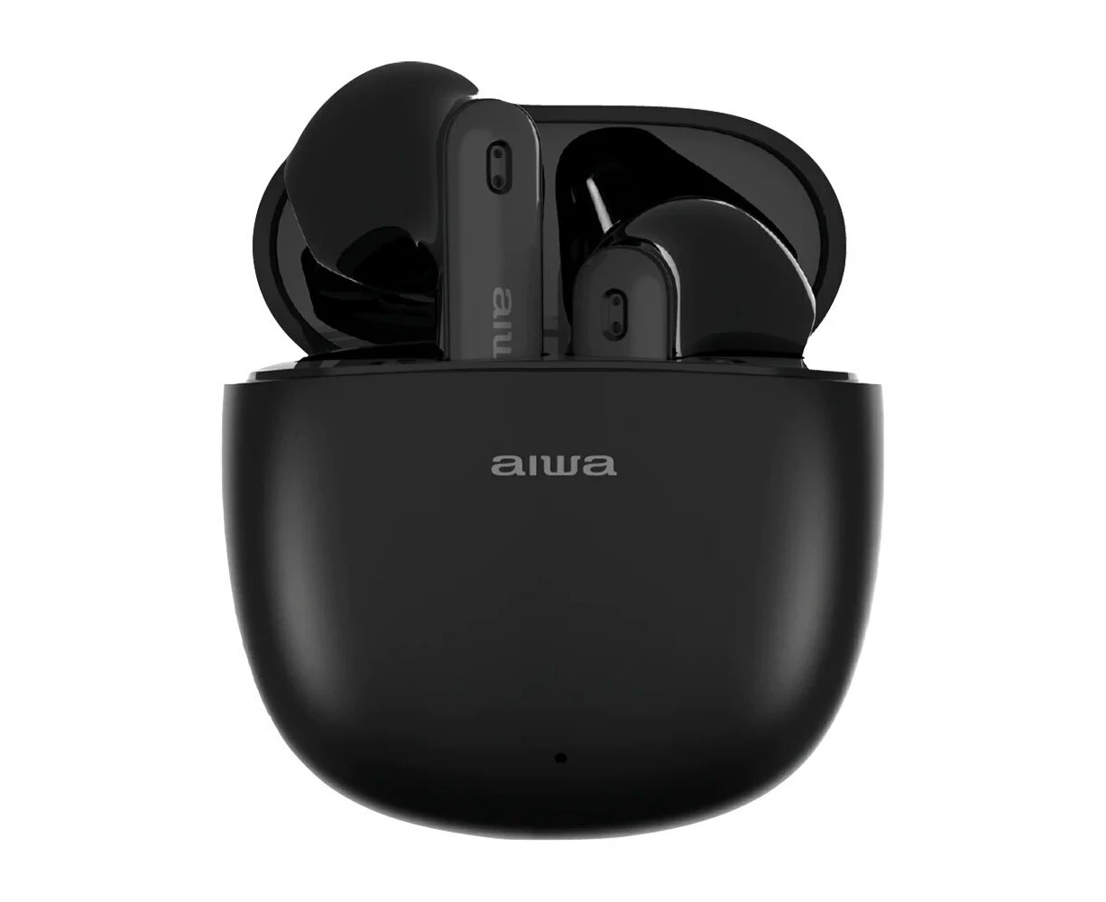 AIWA In-Ear Budstem True Wireless Bluetooth USB-A to USB-C Headphones Black