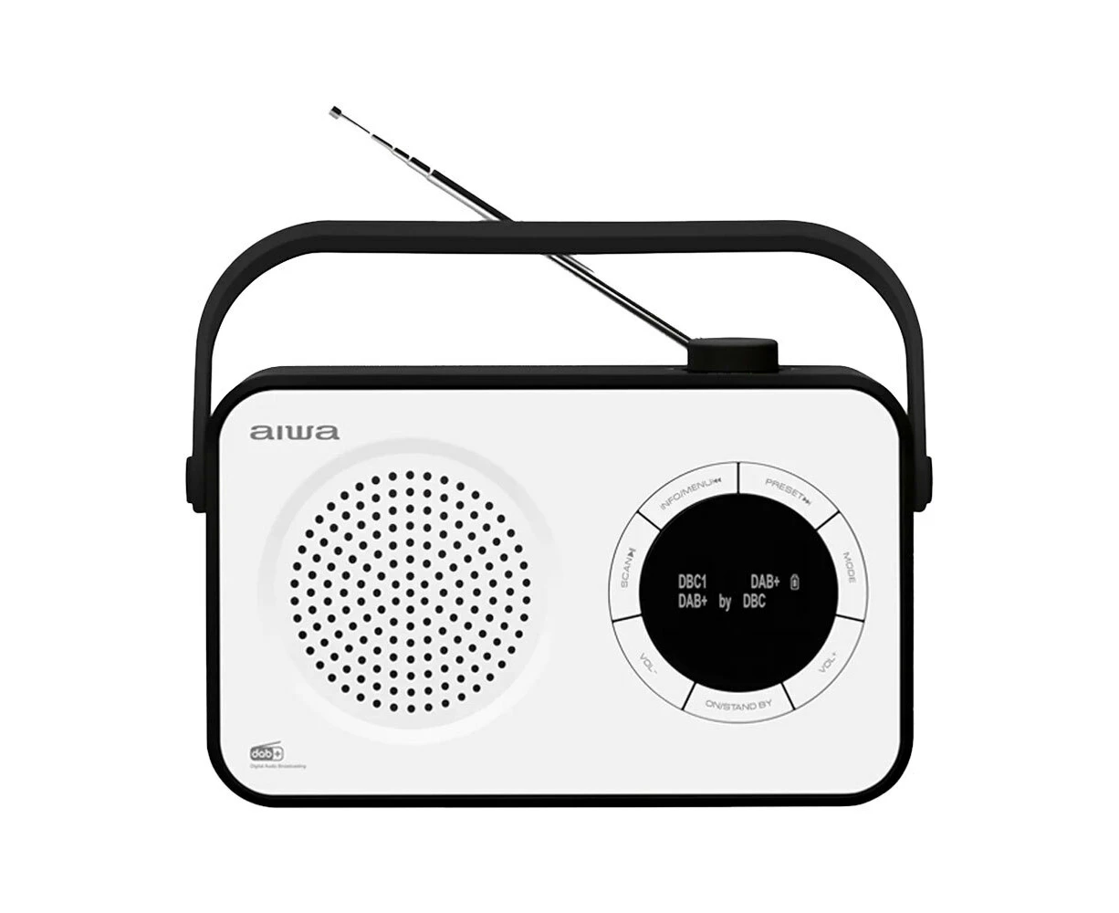 AIWA Portable DAB/AM/FM/SD/AUX/Bluetooth C Battery Digital Tuning Radio White