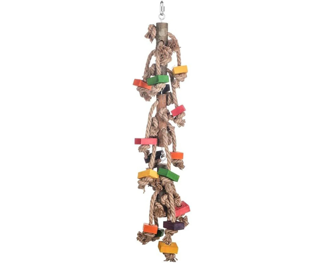 Nature Island 61cm Bird Pet Hanging Toy w/ Hemp Rope Interactive Fun Cage Toy