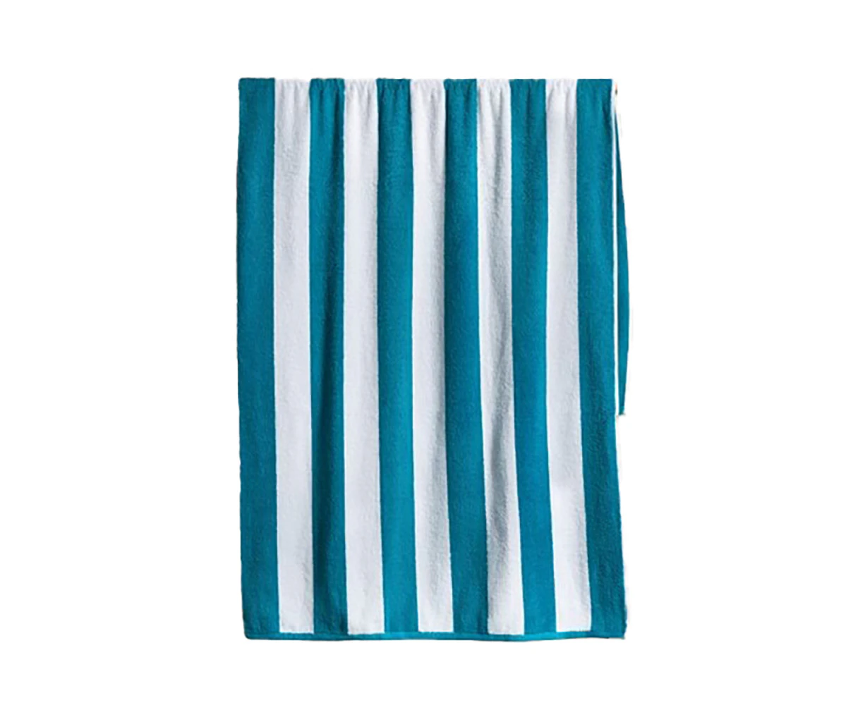 Canningvale Striped Cabana 160cm Cotton Terry Beach Summer Outdoor Towel Teal