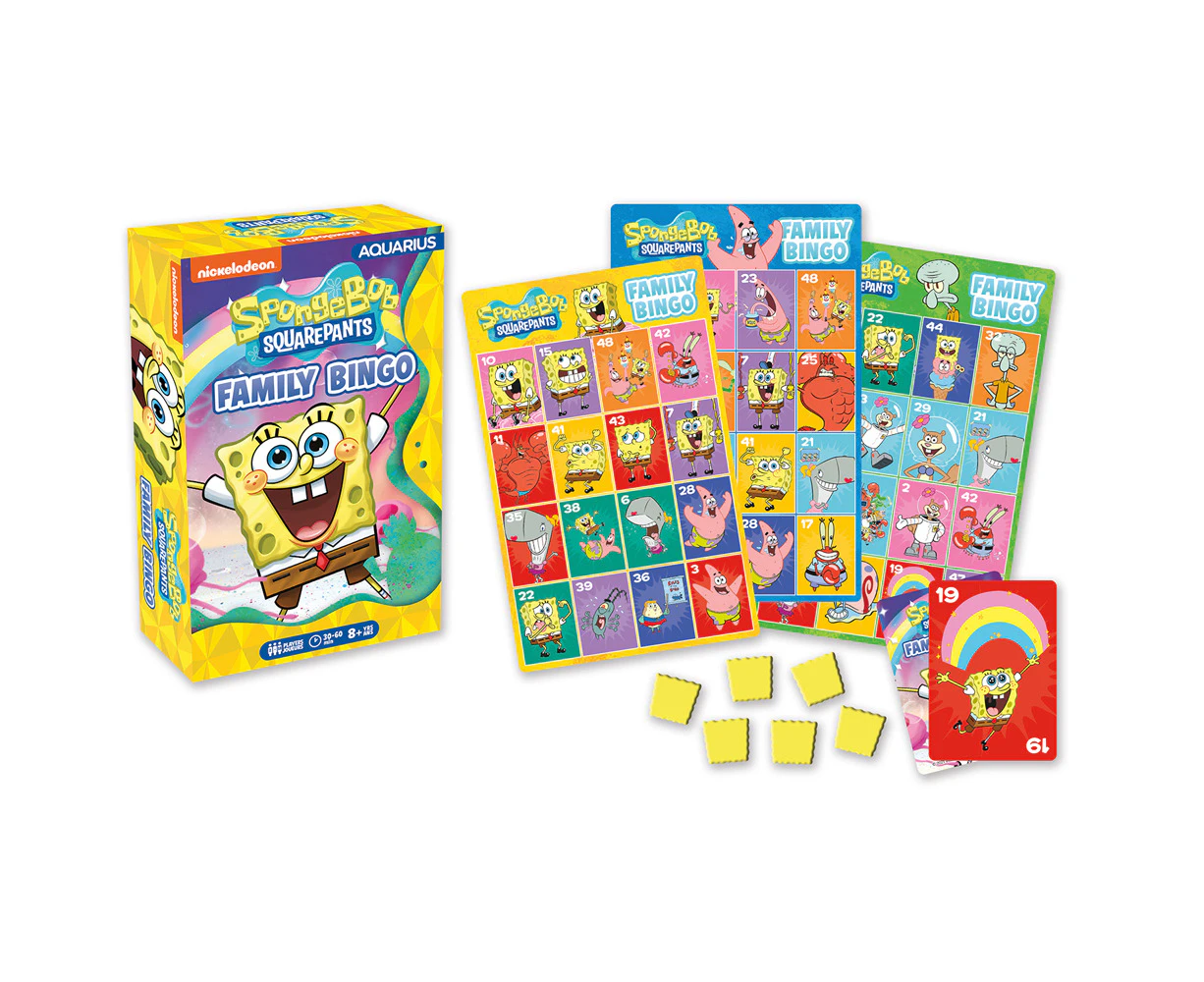 Aquarius Spongebob Family Bingo Card Board Game Kids Family Fun Party Play 8+