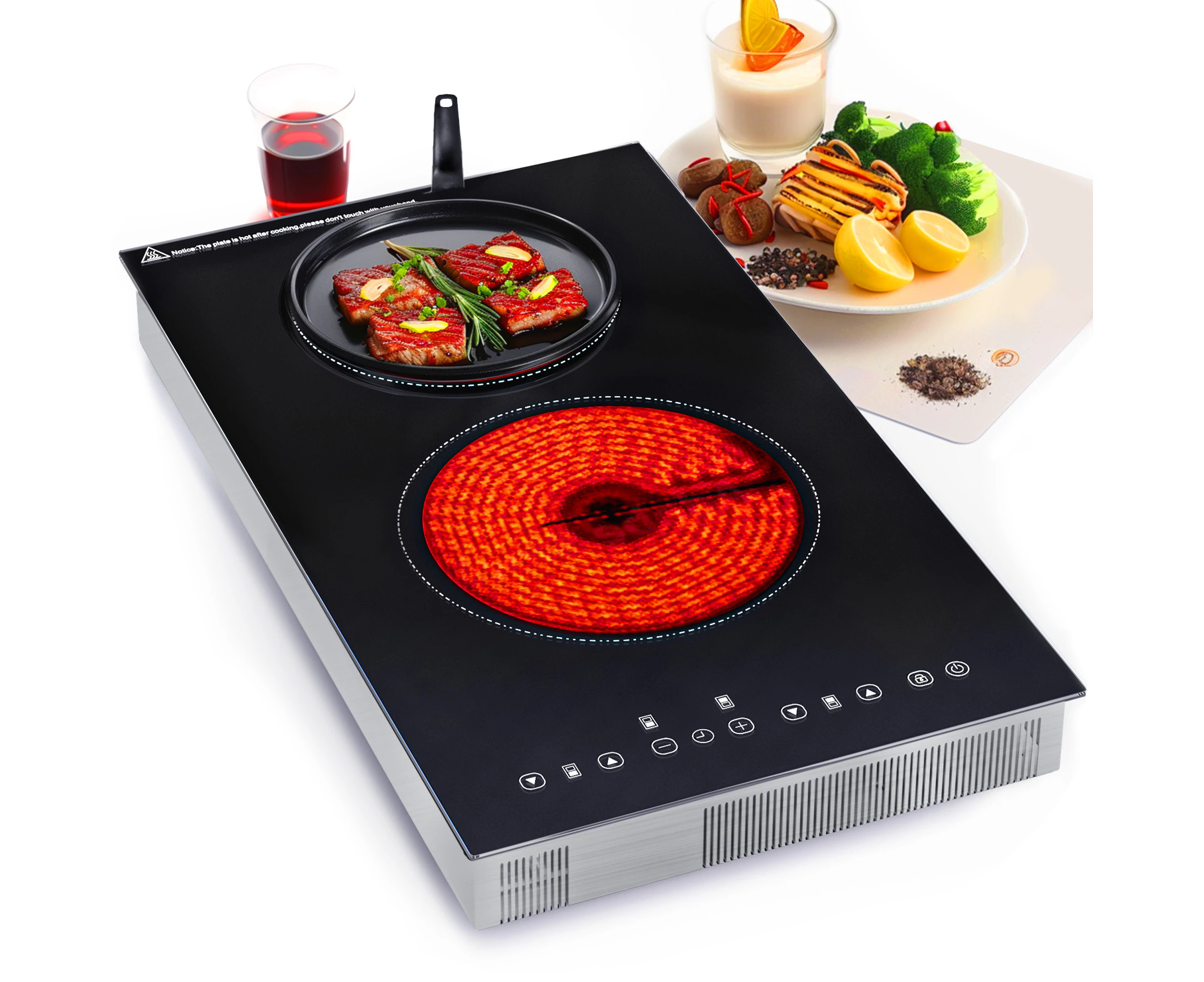 Advwin 3400W Ceramic Cooktop, Large Digital Display Kitchen Cooktop with Sensor Touch, 9 Power Level Electric Ceramic Hob