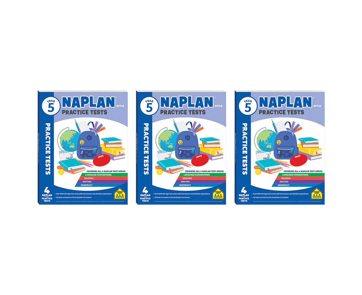 3 x School Zone Year 5 Naplan*-style Practice Tests Kids Study Book Learning 9y+