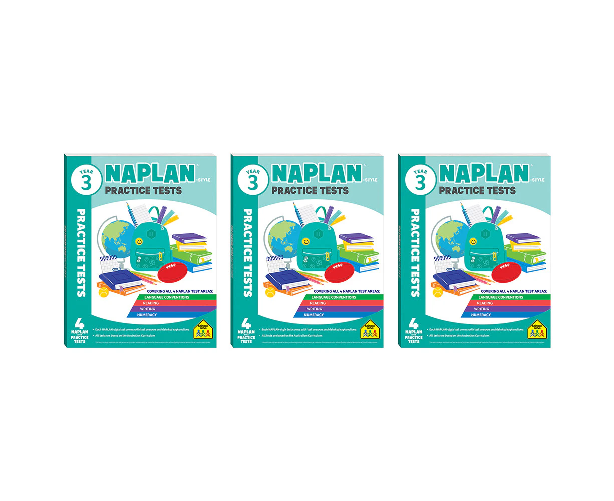 3x School Zone Year 3 Naplan*-style Practice Tests Kids Study Book Learning 5y+