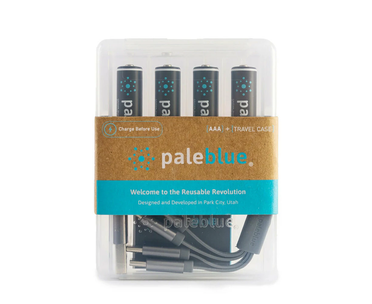 4pc Paleblue Fast Charging Lithium Ion AAA USB-C Rechargeable Batteries