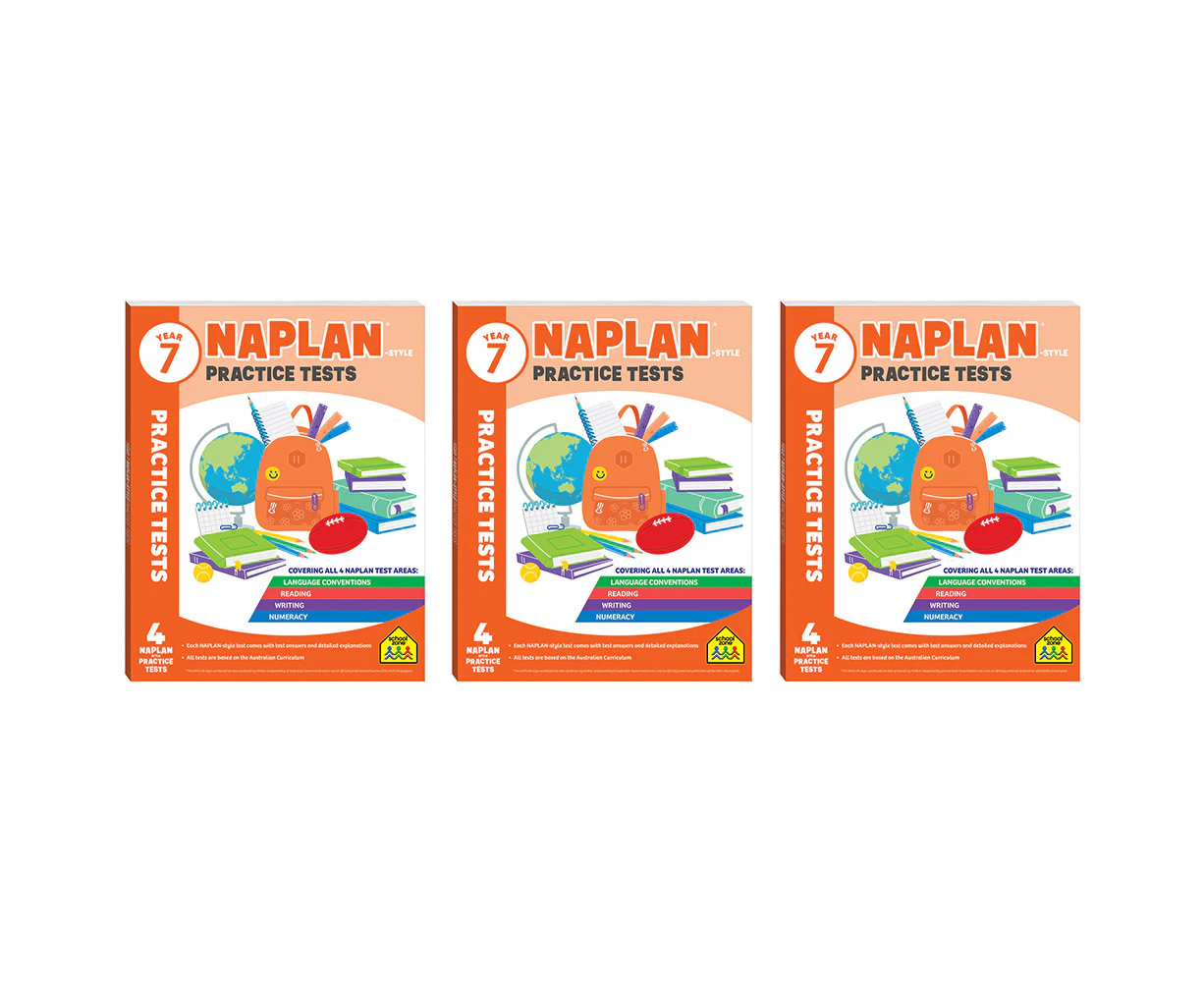 3 x School Zone Year 7 Naplan*-style Practice Tests Kids Study Book Learning 10y+