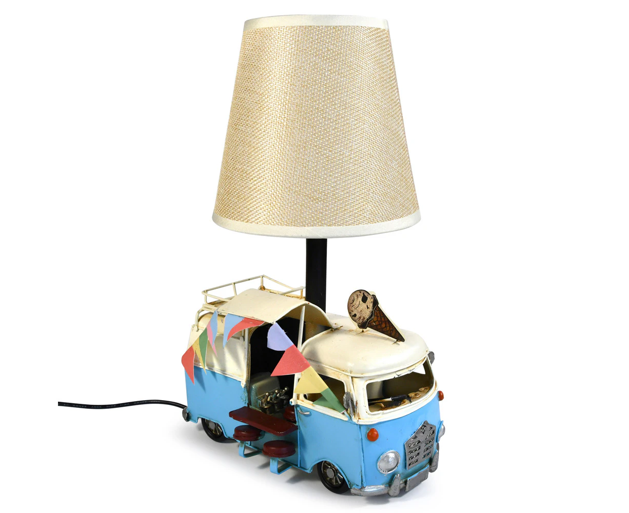 Auto Petit USB LED Desk/Table Lamp Retro Ice Cream Van Home Decor 20x30cm Blue