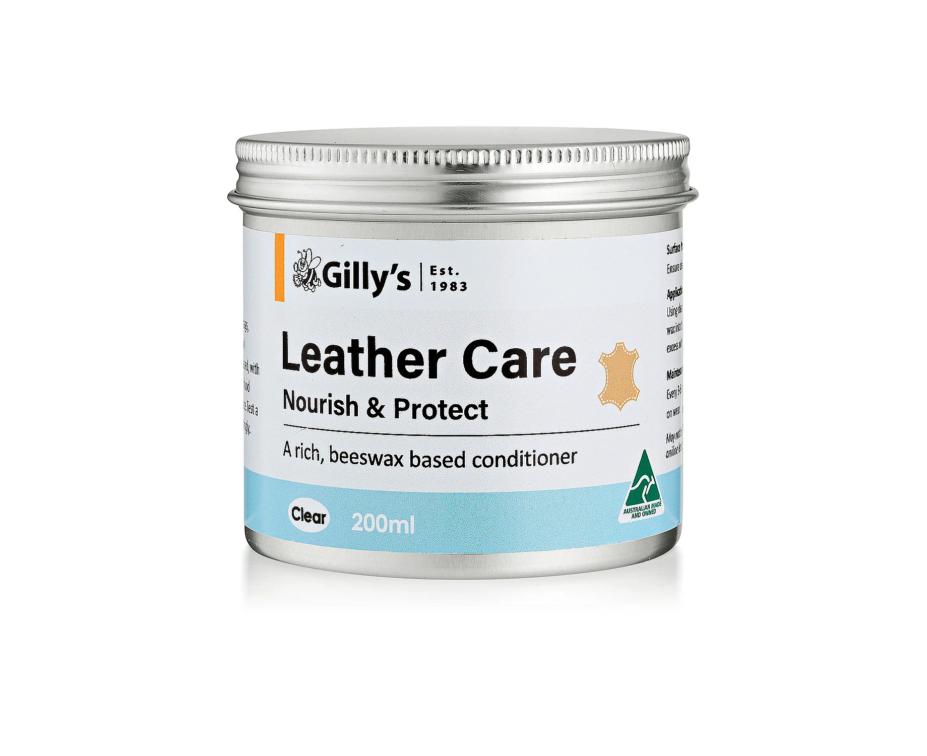 Gilly's Clear 200ml Leather Care Nourish & Protect Conditioner For Furniture