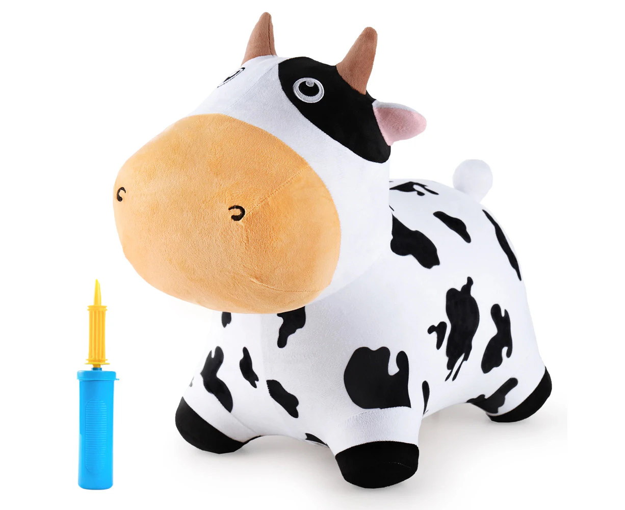 Bouncy Pals Inflatable Ride-On Plush Dairy Cow w/ Pump Kids/Toddler Toy 18m+