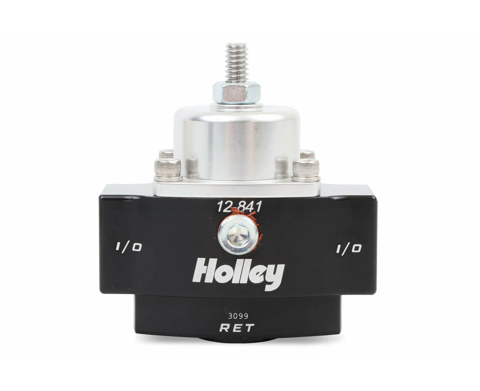 Holley Fuel Pressure Regulator HP Billet 4 1/2 to 9 psi. Female 3/8 in. NPT Inlet/Outlet Black/Clear HL12-841