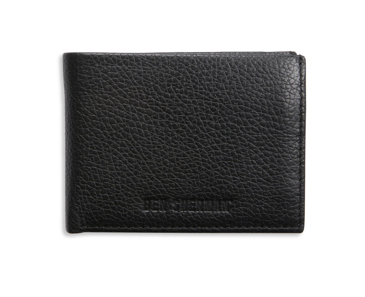 Ben Sherman 10.5cm Men's Leather Slim L-Fold Wallet Money/Cash Holder Black/Navy