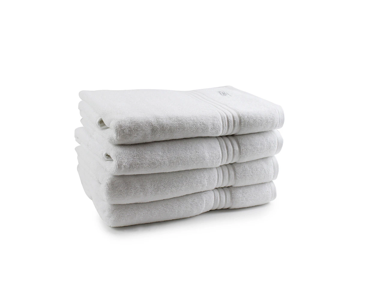 4pc Onkaparinga 69x140cm Cotton Flinders Premium Bathroom Towels 600GSM White