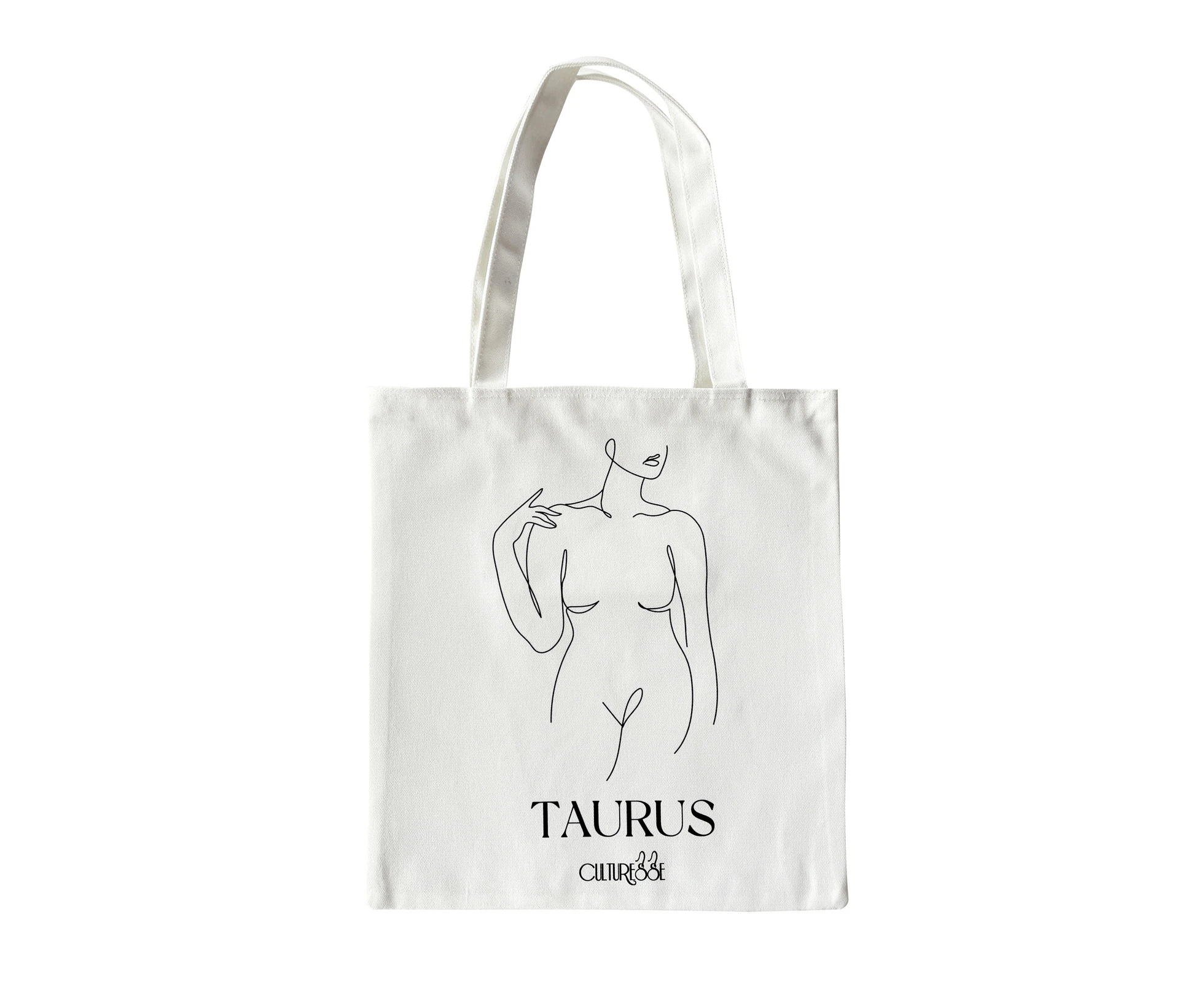 Culturesse She Is Taurus Eco Zodiac 38cm Muse Tote Bag Women's Handbag White