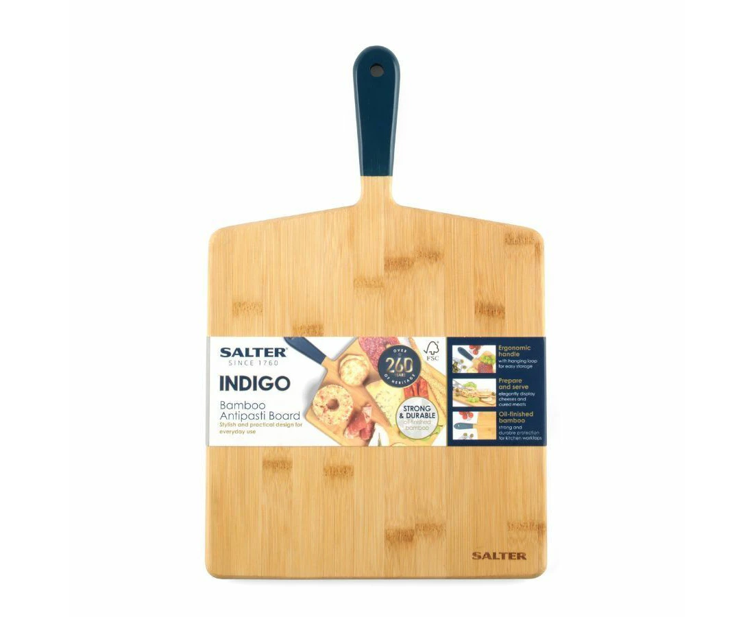 Salter Indigo 39x25cm Bamboo Food Serving/Chopping Board/Platter Strong/Durable