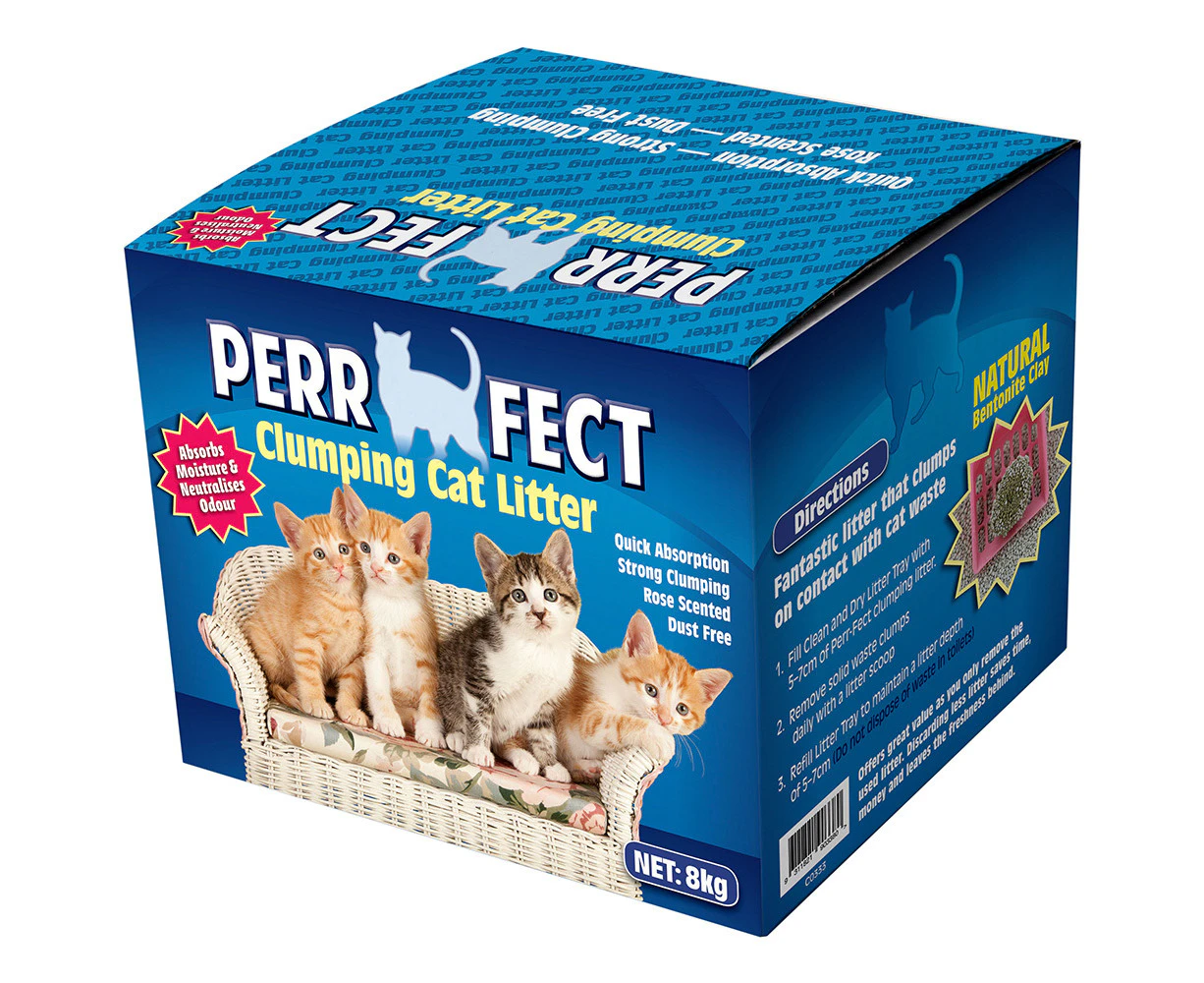 Perrfect 8kg Clumping Cat/Kittens Litter Strong Clumping Absorption Rose Scent