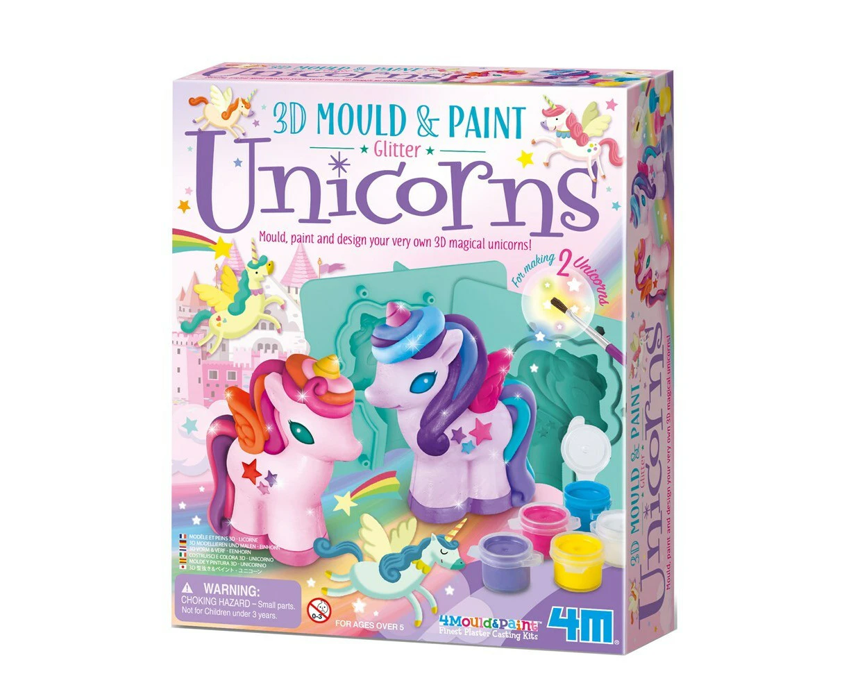 4M Make Your Own Mould & Paint 3D Glitter Unicorns DIY Kids Activity Toy 4y+