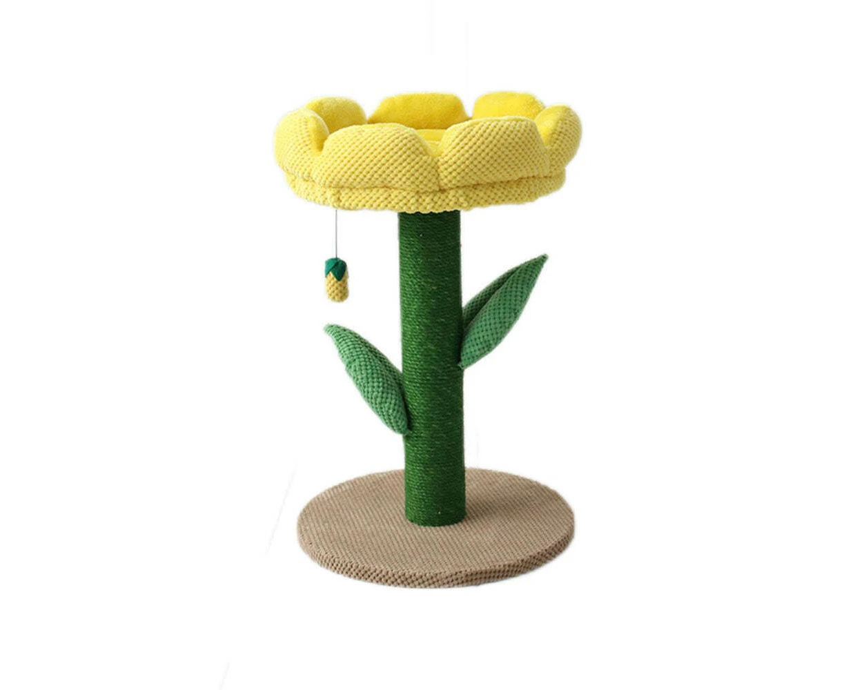 Catio Yellow Camelia Flower Cat Pet Scratching Tree Furniture Scratcher Post