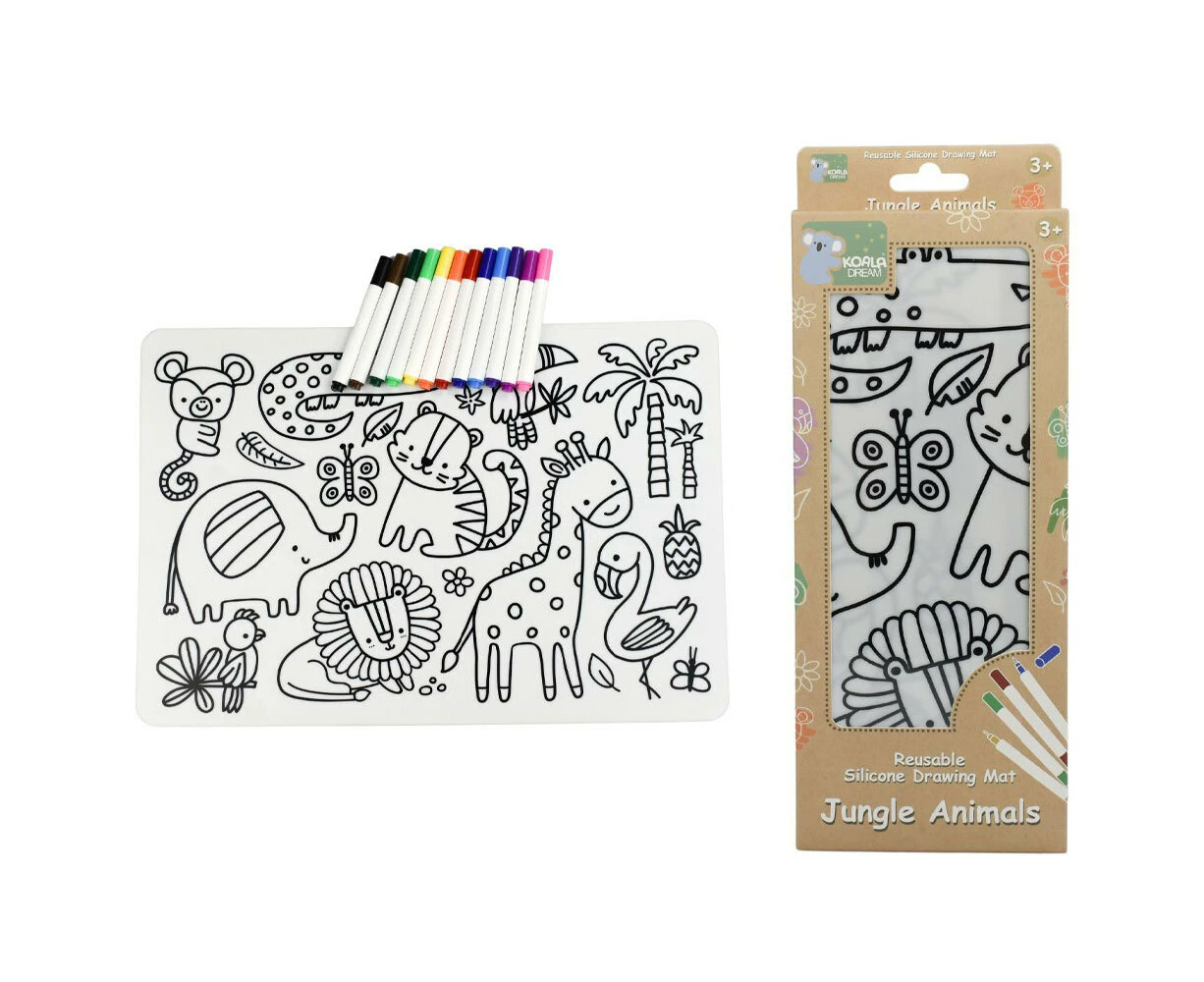 Koala Dream Reusable Silicone Kids/Childrens Drawing Mat-Jungle Animals 3Y+