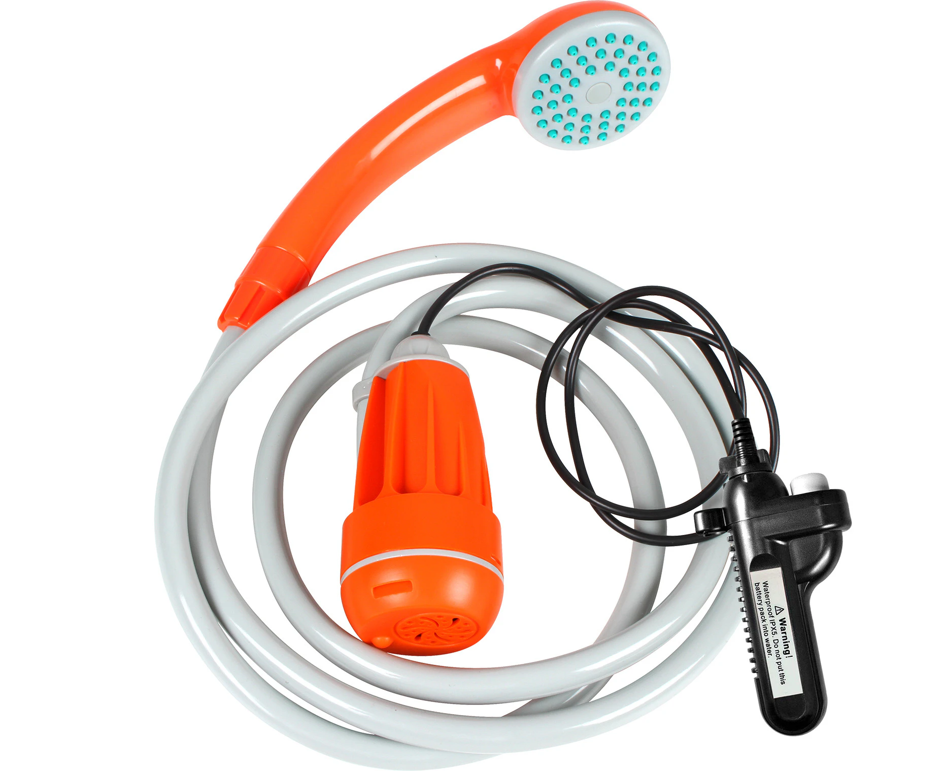 Wildtrak 12V Rechargeable Camp Shower Hose Outdoor Camping Water Spray Orange