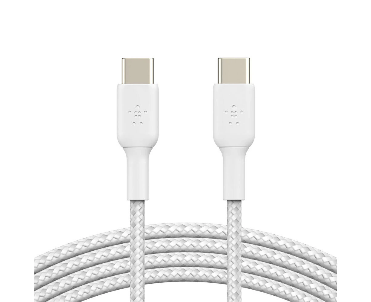 Belkin 1M Braided USB-C to USB-C Data/Charging Cable for Smartphones White