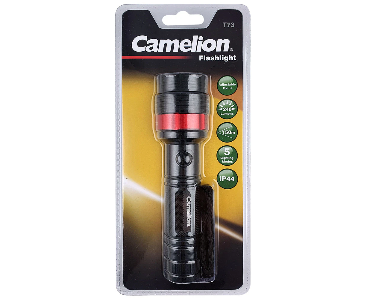 Camelion XML-T6 LED Light 240 Lumen IP44 Torch Flashlight w/3x AAA Battery Black