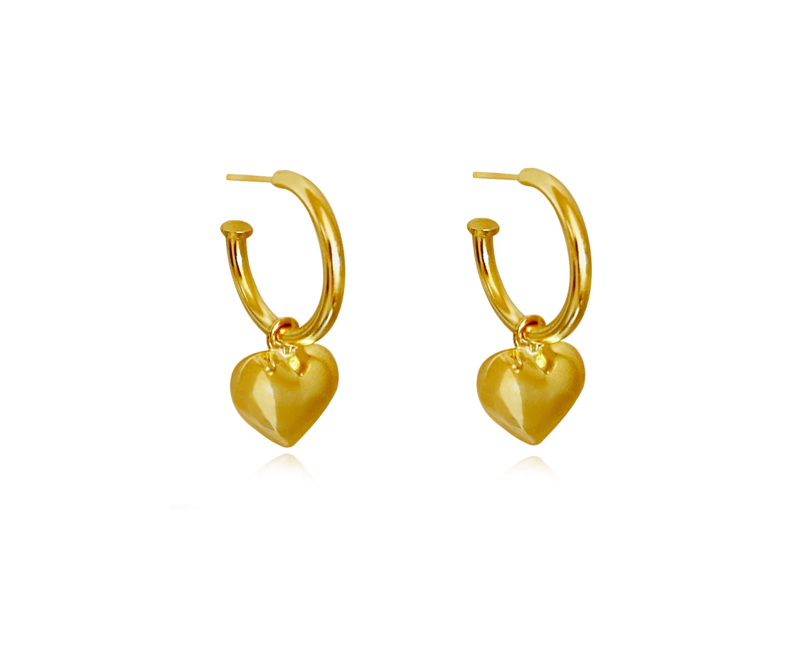 Culturesse Lavin 27mm  Love Heart Drop Earrings Sterling Silver 18k Gold Plating