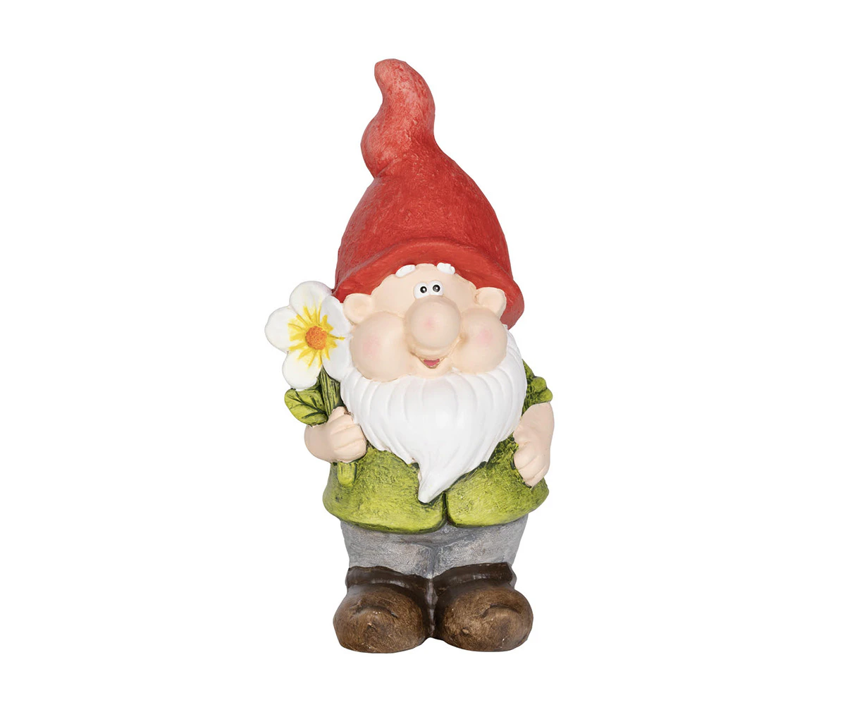 Northcote Pottery Gnome Home Decorative Garden Decor Red Hat With Flower 28cm