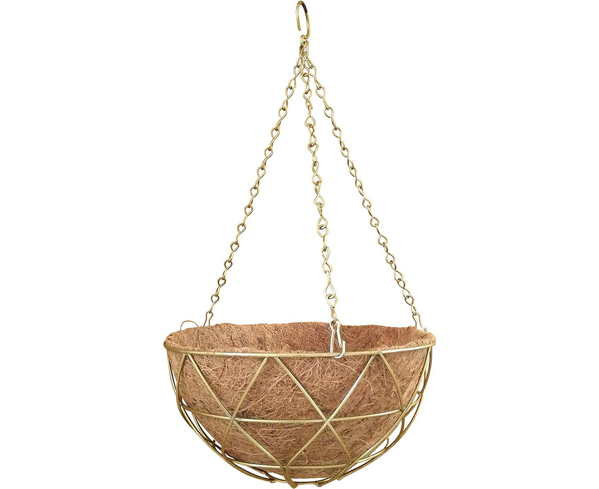 Northcote Pottery 30cm Alice Triangle Hanging Plant Basket Steel/Coco Brass