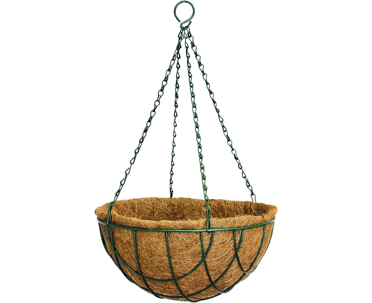 Northcote Pottery Lattice Wire Hanging Plant Basket Steel/Coco Fibre 35cm Green